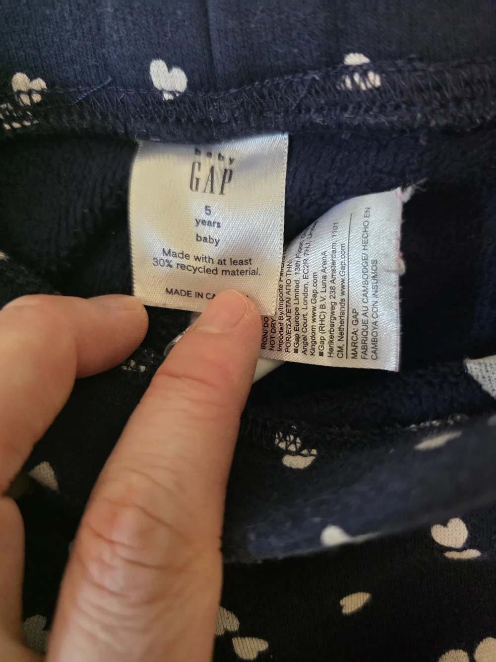Gap Kids Navy Heart Print Leggings - Size 5